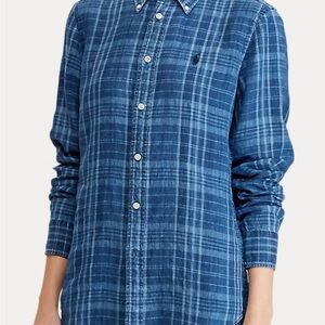 Ralph Lauren Navy Plaid Button Down Shirt